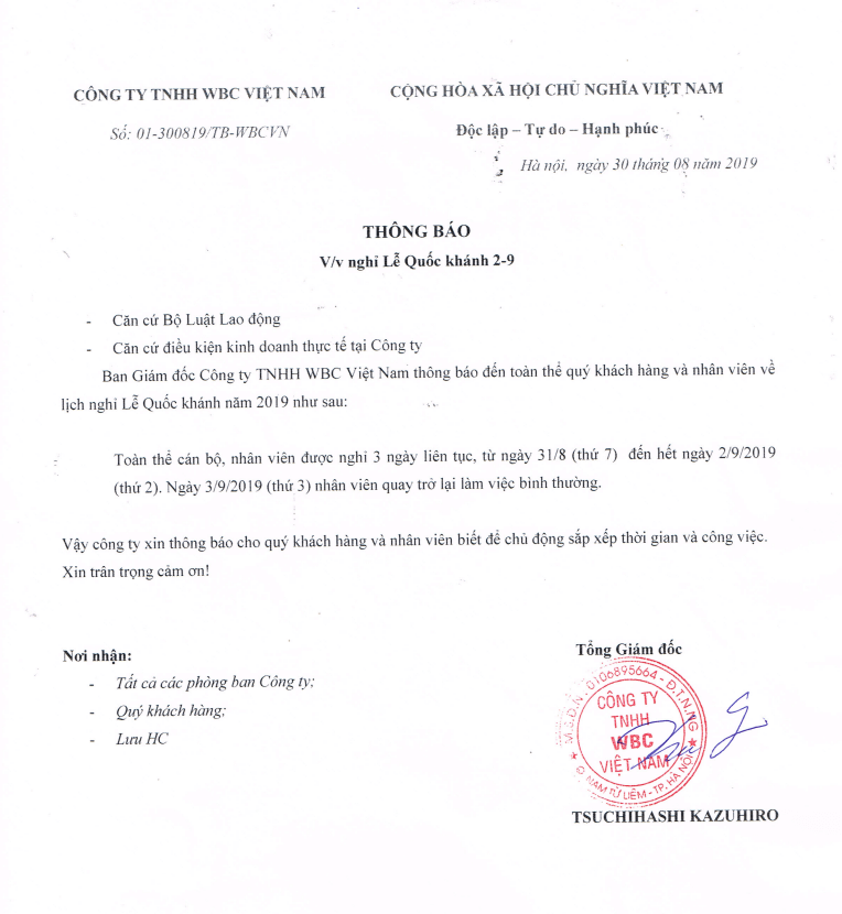 wbc nghỉ 02/09/2019